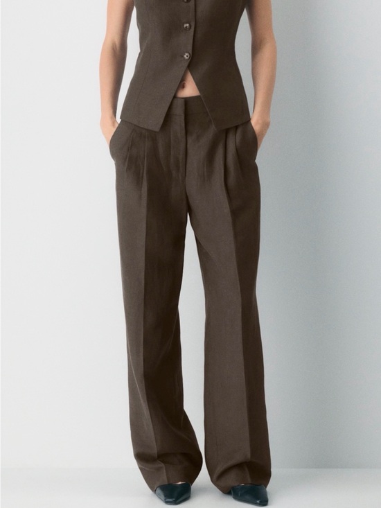 Aritzia Pants - Aritzia Brown Wide-Leg Pleated Trousers